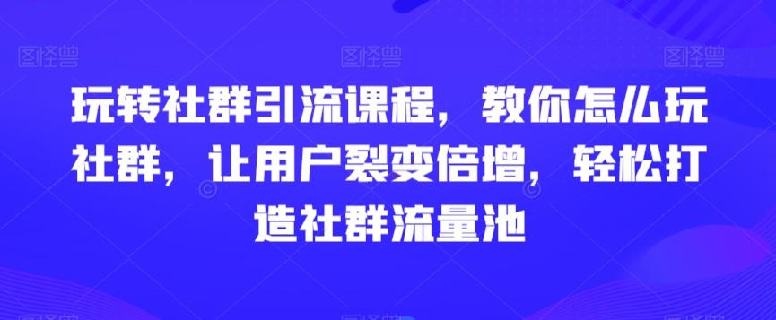 玩转社群引流课程，教你怎么玩社群，让用户裂变倍增，轻松打造社群流量池-星火轻创