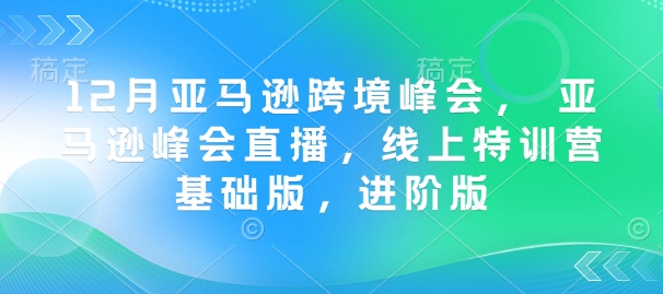 12月亚马逊跨境峰会， 亚马逊峰会直播，线上特训营基础版，进阶版-星火轻创
