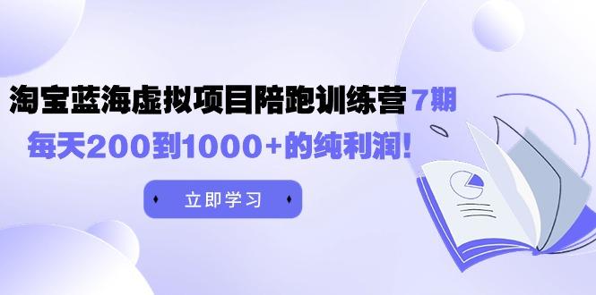 (9541期)黄岛主《淘宝蓝海虚拟项目陪跑训练营7期》每天200到1000+的纯利润-星火轻创