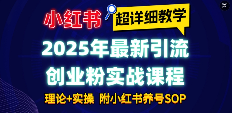 2025年最新小红书引流创业粉实战课程【超详细教学】小白轻松上手，月入1W+，附小红书养号SOP-星火轻创