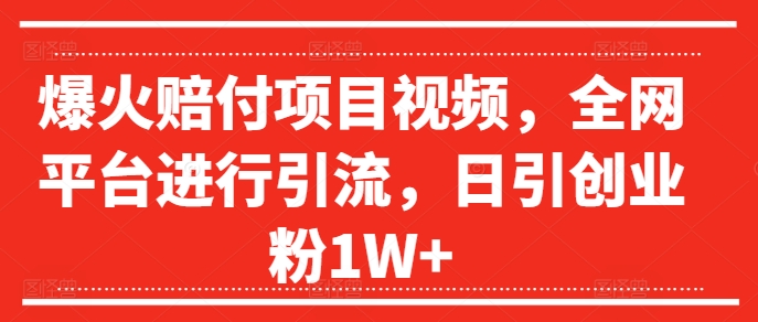 爆火赔付项目视频，全网平台进行引流，日引创业粉1W+【揭秘】-星火轻创
