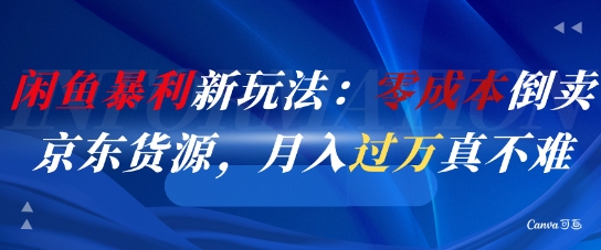 闲鱼暴利新玩法：零成本倒卖京东货源，月入过1W真不难-星火轻创
