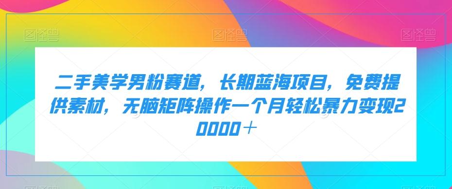 二手美学男粉赛道，长期蓝海项目，无脑矩阵操作一个月轻松暴力变现20000＋-星火轻创