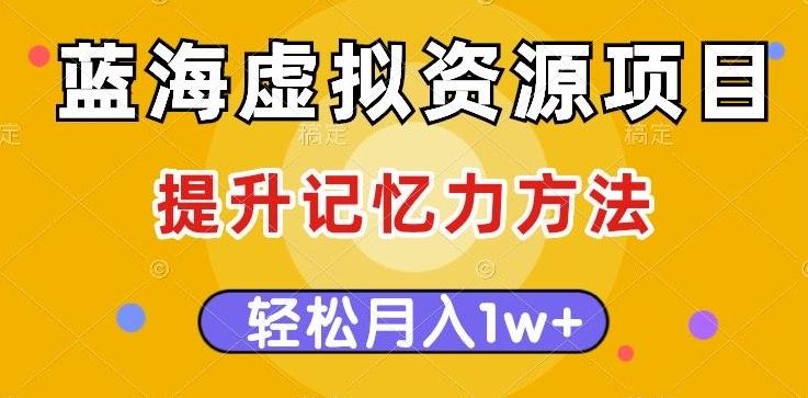 蓝海虚拟资源项目，提升记忆力方法，多种变现方式，轻松月入1w+【揭秘】-星火轻创