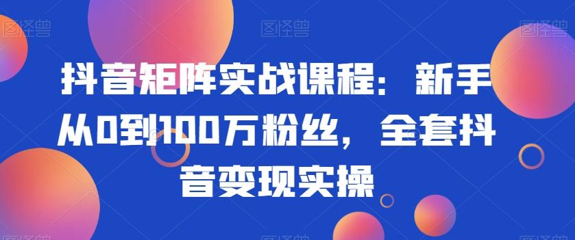 抖音矩阵实战课程：新手从0到100万粉丝，全套抖音变现实操-星火轻创