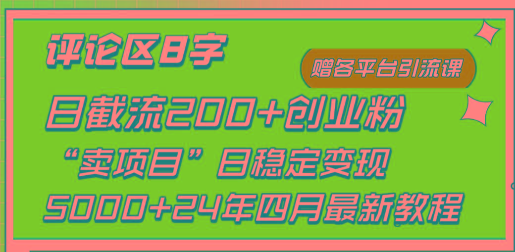 (9851期)评论区8字日载流200+创业粉  日稳定变现5000+24年四月最新教程！-星火轻创