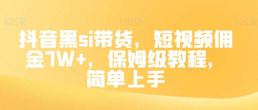 抖音黑si带货，短视频佣金7W+，保姆级教程，简单上手【揭秘】-星火轻创