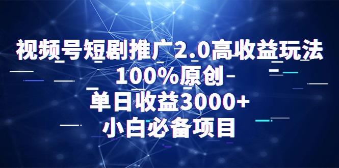 视频号短剧推广2.0高收益玩法，100%原创，单日收益3000+，小白必备项目-星火轻创