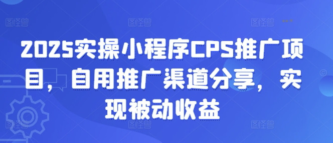 2025实操小程序CPS推广项目，自用推广渠道分享，实现被动收益-星火轻创