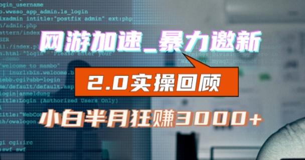 网游加速邀新，狂吃提成，适合小白，首月破千（v2.0版教程）【揭秘】-星火轻创