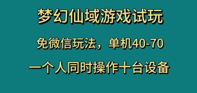 梦幻仙域游戏试玩，免微信玩法，单机40-70，一个人同时操作十台设备【揭秘】-星火轻创