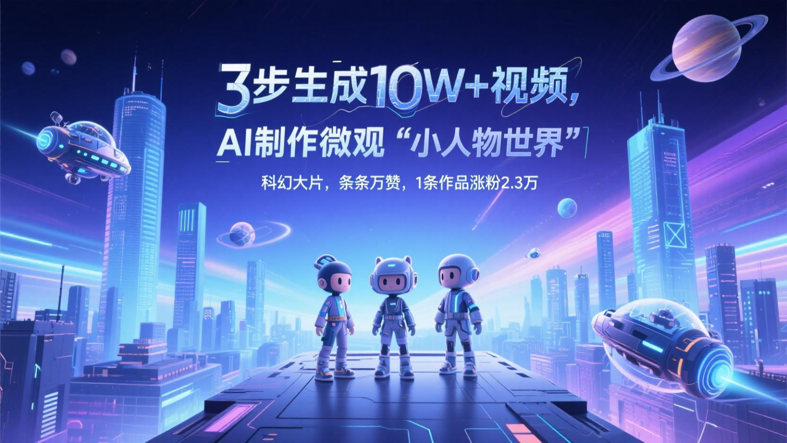 三步生成10W+视频，AI制作微观“小人物世界”科幻大片，条条万赞，1条作品涨粉2.3万-星火轻创