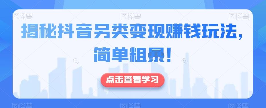 揭秘抖音另类变现赚钱玩法，简单粗暴！-星火轻创