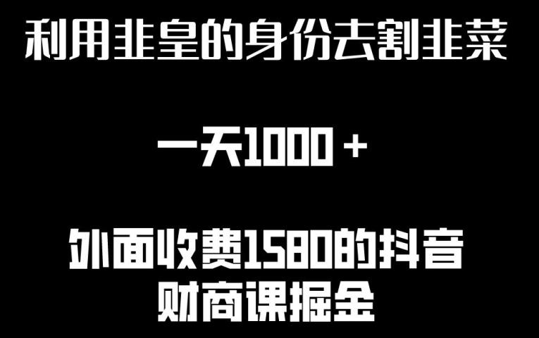 利用非皇的身份去割韭菜，一天1000+(附详细资源)【揭秘】-星火轻创