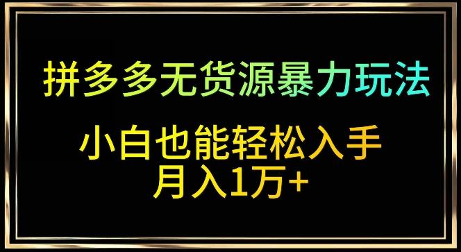 拼多多无货源暴力玩法，全程干货，小白也能轻松入手，月入1万+【揭秘】-星火轻创