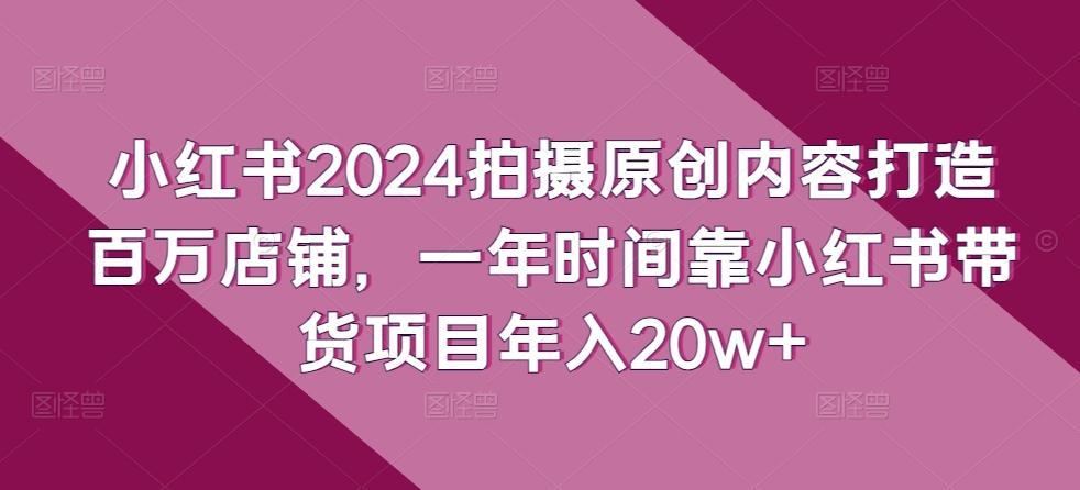 小红书2024拍摄原创内容打造百万店铺，一年时间靠小红书带货项目年入20w+-星火轻创