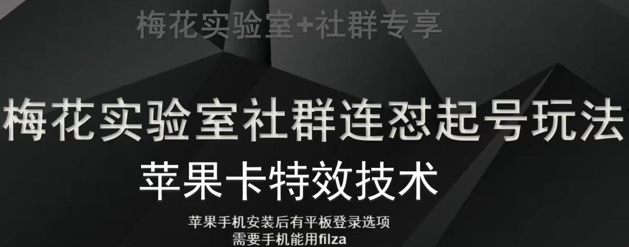 梅花实验室社群视频号连怼起号玩法，最新苹果卡特效技术-星火轻创