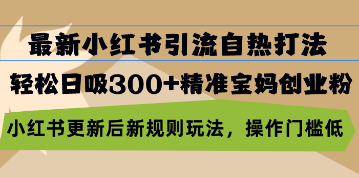 最新小红书引流自热打法，轻松日吸300+精准宝妈创业粉，小红书更新后新...-星火轻创