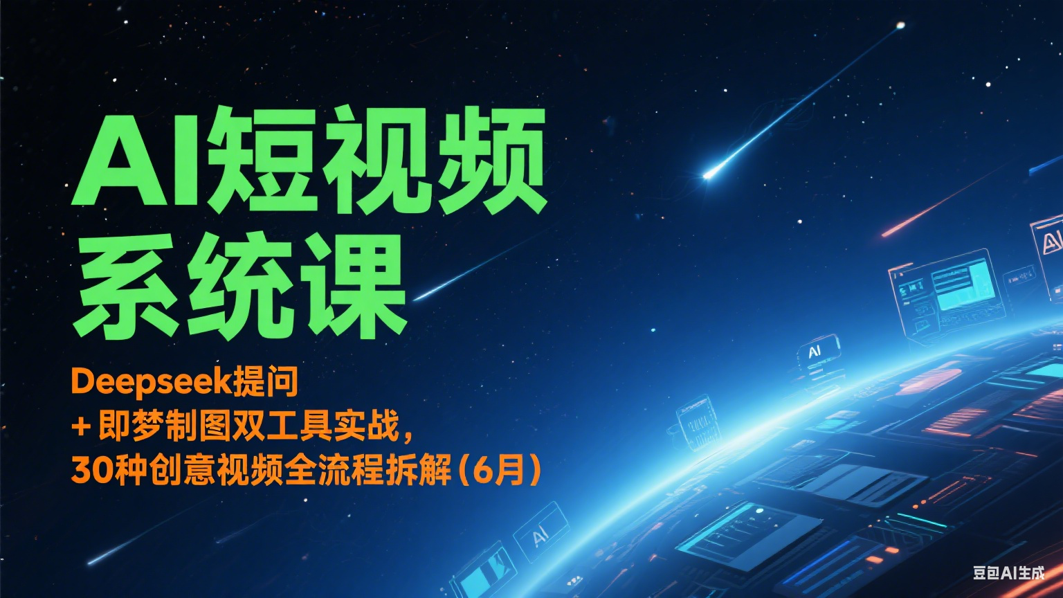 AI短视频系统课：Deepseek提问 + 即梦制图双工具实战，30种创意视频全流程拆解(6月)-星火轻创