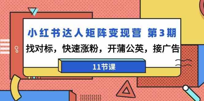小红书达人矩阵变现营第3期,找对标,快速涨粉,开蒲公英,接广告(11节课)-星火轻创