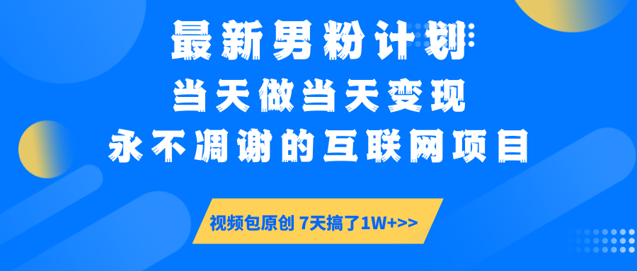 最新男粉计划6.0玩法，永不凋谢的互联网项目 当天做当天变现，视频包原...-星火轻创