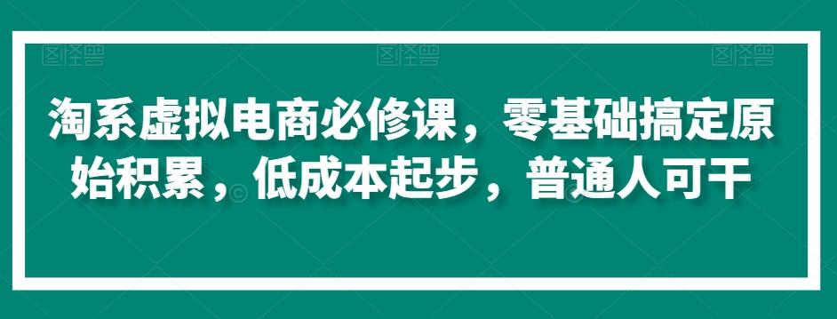 淘系虚拟电商必修课，零基础搞定原始积累，低成本起步，普通人可干-星火轻创