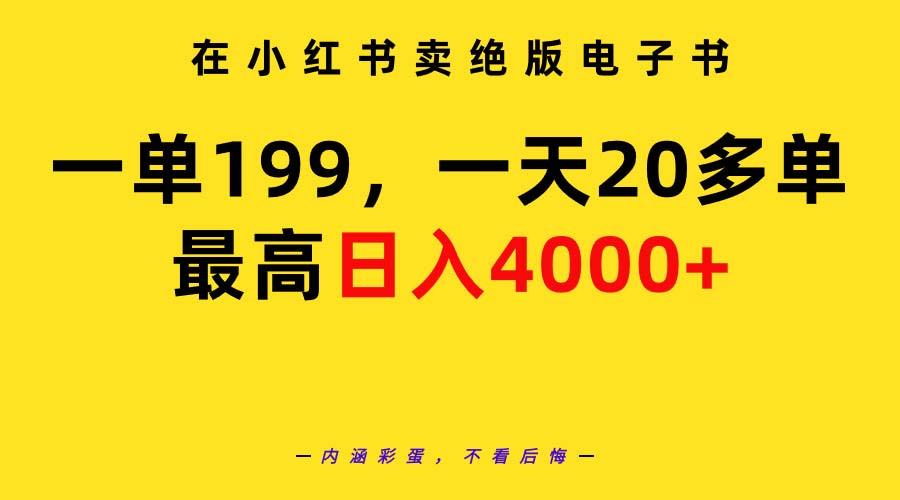(9401期)在小红书卖绝版电子书，一单199 一天最多搞20多单，最高日入4000+教程+资料-星火轻创
