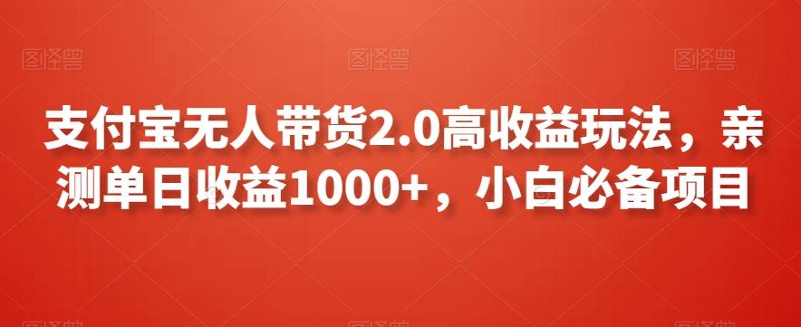 支付宝无人带货2.0高收益玩法，亲测单日收益1000+，小白必备项目【揭秘】-星火轻创