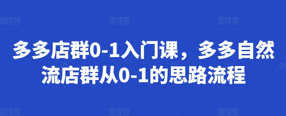 多多店群0-1入门课，多多自然流店群从0-1的思路流程-星火轻创