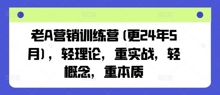 老A营销训练营(更24年6月)，轻理论，重实战，轻概念，重本质-星火轻创