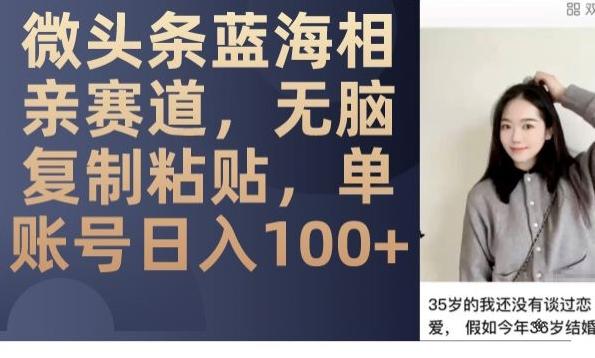 微头条蓝海相亲赛道，无脑复制粘贴，单账号日入100+-星火轻创