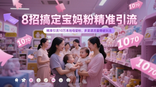8招搞定宝妈粉精准引流，精准引流10万本地母婴粉，多渠道流量爆破玩法-星火轻创