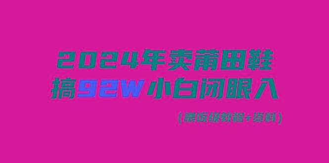 (9329期)2024年卖莆田鞋，搞了92W，小白闭眼操作！-星火轻创