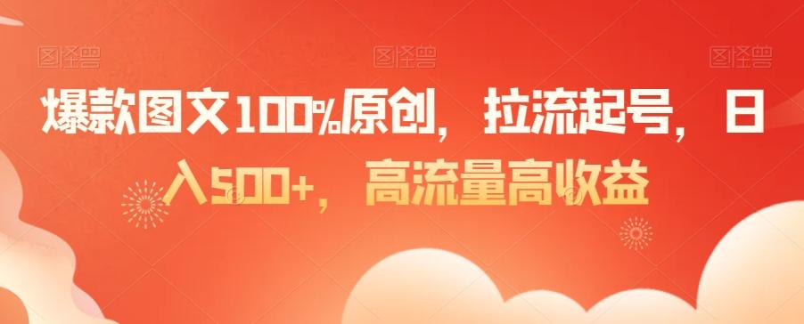 爆款图文100%原创，拉流起号，日入500+，高流量高收益【揭秘】-星火轻创