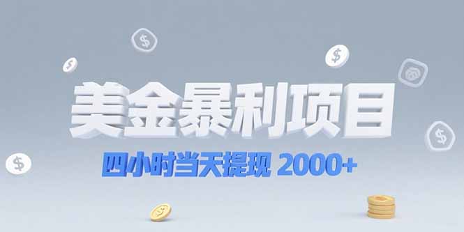 美金暴利项目，四小时当天提现 2000+机会留给会选赛道的人-星火轻创