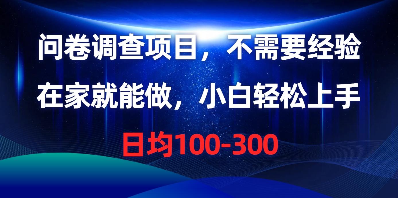 问卷调查项目，不需要经验，在家就能做，小白轻松上手，日均100-300-星火轻创