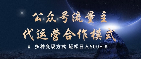 公众号流量主代运营  多种变现方式 轻松日入5张【揭秘】-星火轻创