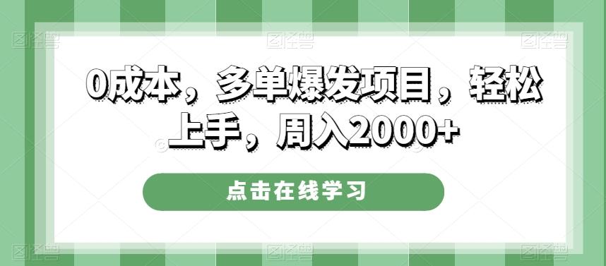 0成本，多单爆发项目，轻松上手，周入2000+-星火轻创