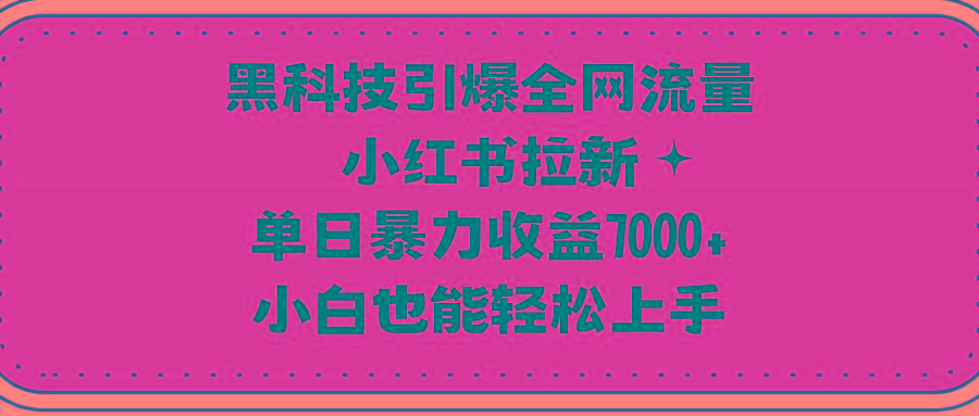 (9679期)黑科技引爆全网流量小红书拉新，单日暴力收益7000+，小白也能轻松上手-星火轻创