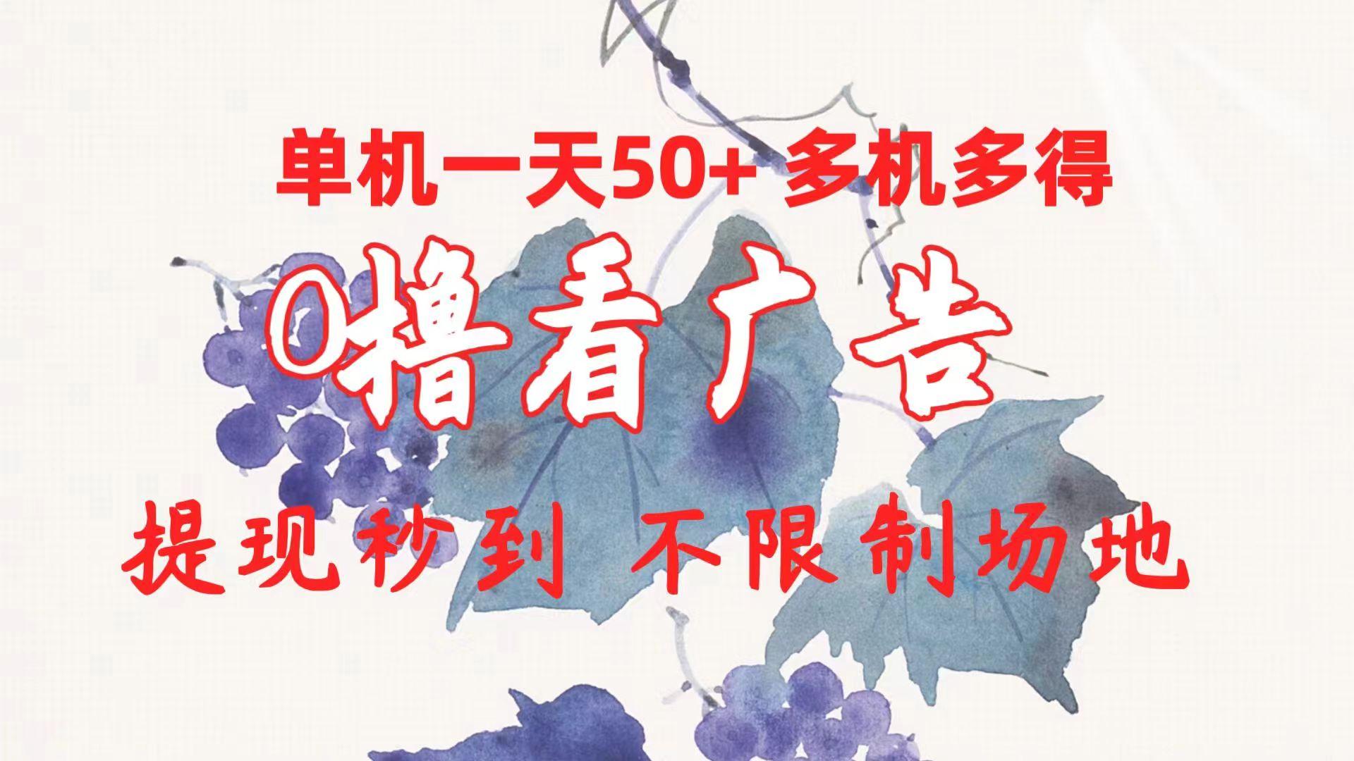 0撸看广告 单机一天50+多机多得 提现秒到 不限制场地操作-星火轻创