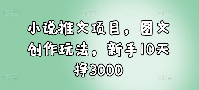 小说推文项目，图文创作玩法，新手10天挣3000-星火轻创