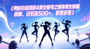 男粉引流项目4美女账号之健身美女拆解，日引流500+，变现多张-星火轻创