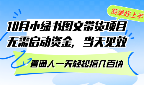 10月份小绿书图文带货项目 无需启动资金 当天见效 普通人一天轻松搞几百块-星火轻创
