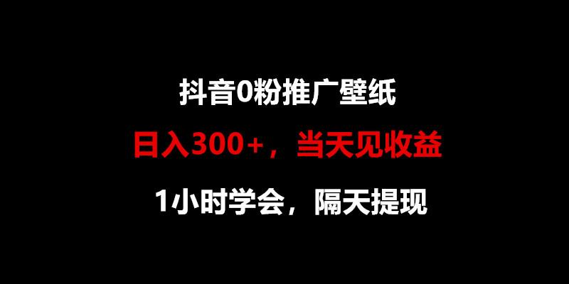 日入300+，抖音0粉推广壁纸，1小时学会，当天见收益，隔天提现-星火轻创