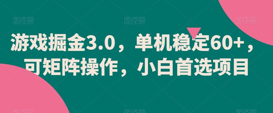 游戏掘金3.0，单机稳定60+，可矩阵操作，小白首选项目【揭秘】-星火轻创