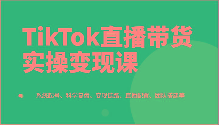 TikTok直播带货实操变现课：系统起号、科学复盘、变现链路、直播配置、团队搭建等-星火轻创
