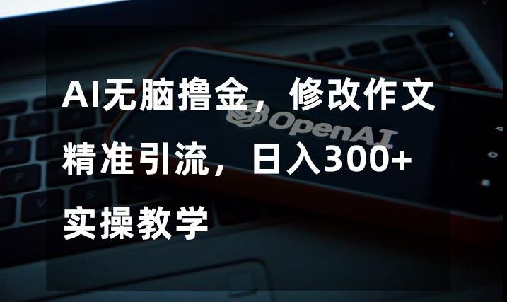 AI无脑撸金，修改作文精准引流，日入300+，实操教学【揭秘】-星火轻创