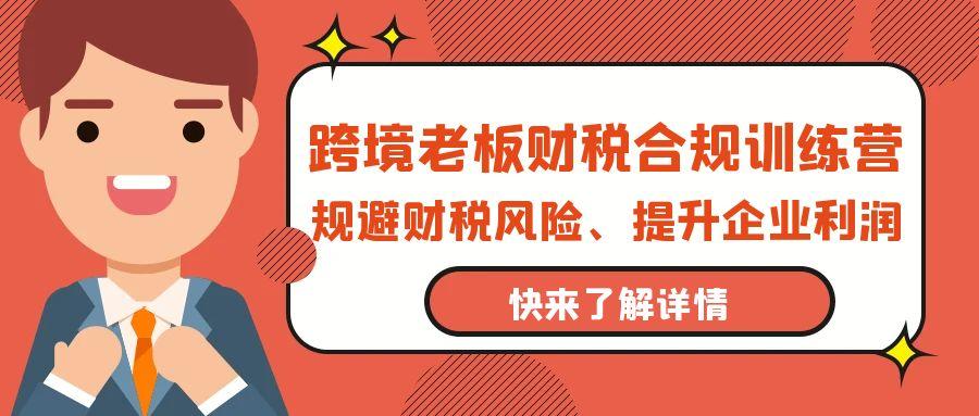 (9838期)跨境老板-财税合规训练营，规避财税风险、提升企业利润-星火轻创