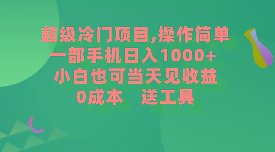 (9291期)超级冷门项目,操作简单，一部手机轻松日入1000+，小白也可当天看见收益-星火轻创