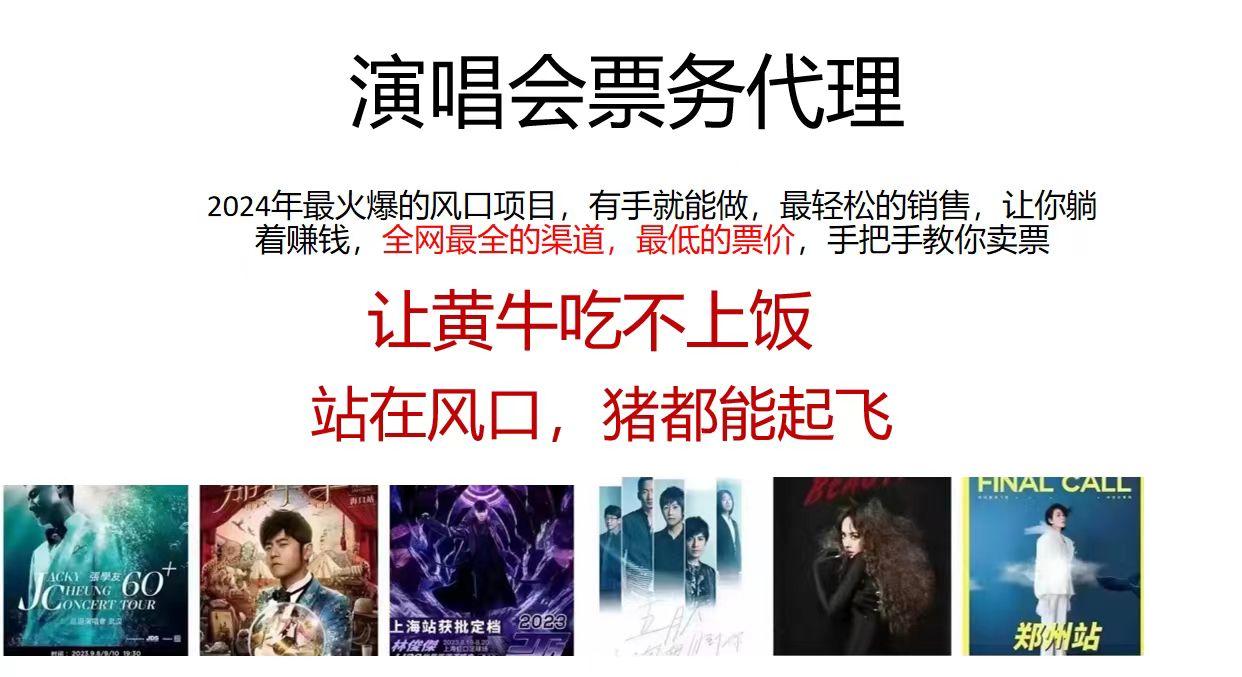 演唱会2024票务代理，全网最低的票价，手把手教你卖票，日入2000+-星火轻创